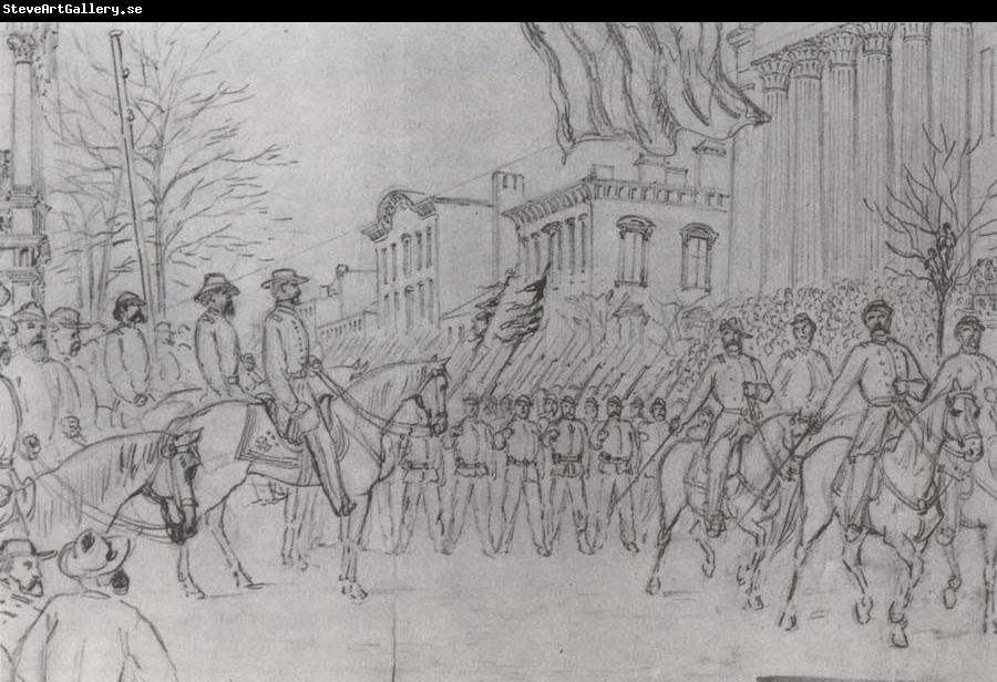 William Waud Sherman Reviewing His Army on Bay Street,Savannah,January